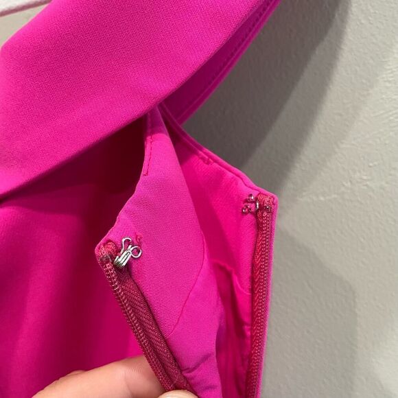 NWT Milly Cressida One-Shoulder Dress in Raspberry Fuchsia Pink - Size: 6 - Picture 7 of 13